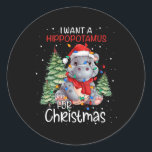 I Want A Hippopotamus For Christmas Xmas Hippo For Classic Round Sticker<br><div class="desc">I Want A Hippopotamus For Christmas Xmas Hippo For Kid Women 11</div>