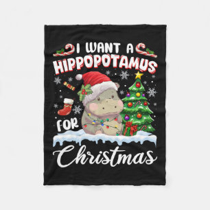 I Want A Hippopotamus For Christmas Xmas Hippo Kid Fleece Blanket