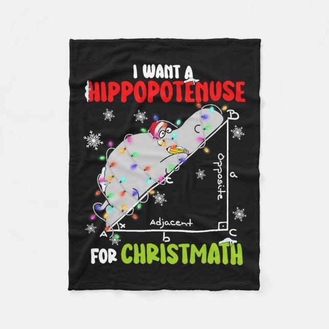 I Want A Hippopotamus For Christmas Xmas Hippo Mat Fleece Blanket (Front)
