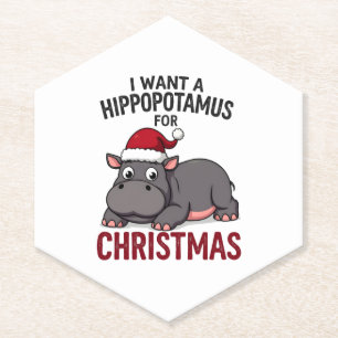 I Want A Hippopotamus For Christmas - Xmas Hippo ( Paper Coaster