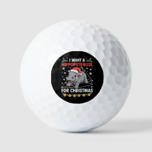 I Want A Hippopotenuse For Christmas Math Teacher Golf Balls