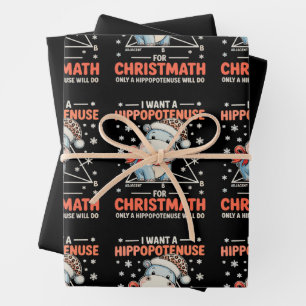 I Want A Hippopotenuse For Christmath Math Xmas Wrapping Paper Sheet