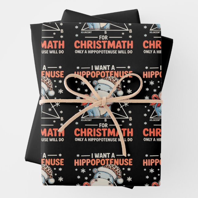 I Want A Hippopotenuse For Christmath Math Xmas Wrapping Paper Sheet (In situ)