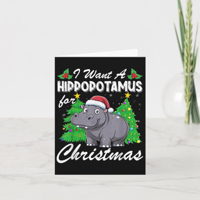 I Want A Hiptamus For Christmas Xmas Hip Kids Girl Card (Front)