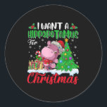 I Want A Hiptamus For Xmas Christmas Hip Kids Girl Classic Round Sticker<br><div class="desc">I Want A Hiptamus For Xmas Christmas Hip Kids Girls</div>
