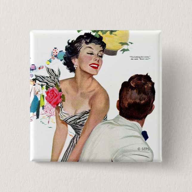 I Want a Man 2 15 Cm Square Badge (Front)