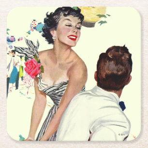 I Want a Man Square Paper Coaster