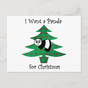 I want a panda for christmas holiday postcard