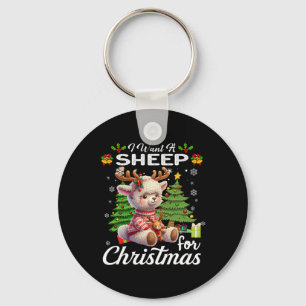 I Want A Sheep For Christmas Cute Gifts Xmas Costu Key Ring
