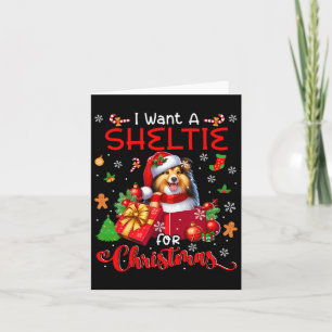 I Want A Sheltie For Christmas Owner Santa Dog In Card