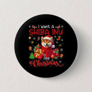 I Want A Shiba Inu For Christmas Owner Santa Dog I 6 Cm Round Badge
