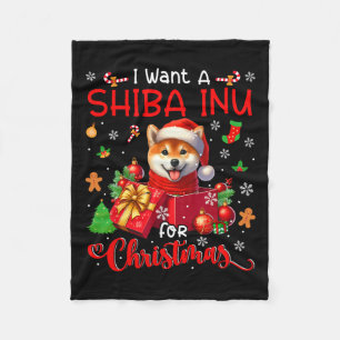 I Want A Shiba Inu For Christmas Owner Santa Dog I Fleece Blanket