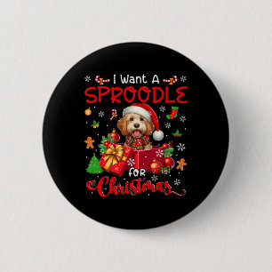 I Want A Sproodle For Christmas Owner Santa Dog In 6 Cm Round Badge
