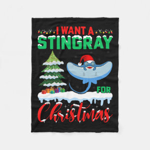 I Want A Stingray For Christmas Snow Xmas Tree Sti Fleece Blanket