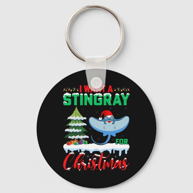 I Want A Stingray For Christmas Snow Xmas Tree Sti Key Ring (Front)