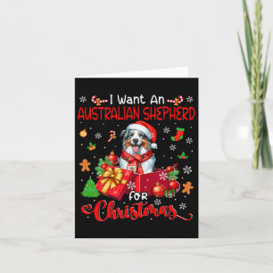 I Want An Australian Shepherd For Christmas Santa  Card