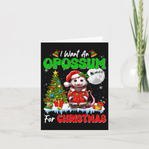 I Want An Opossum For Christmas Santa Sungles Flor Card