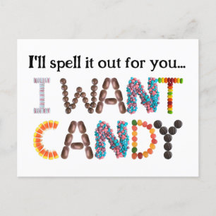 I want Candy Funny Halloween  Postcard