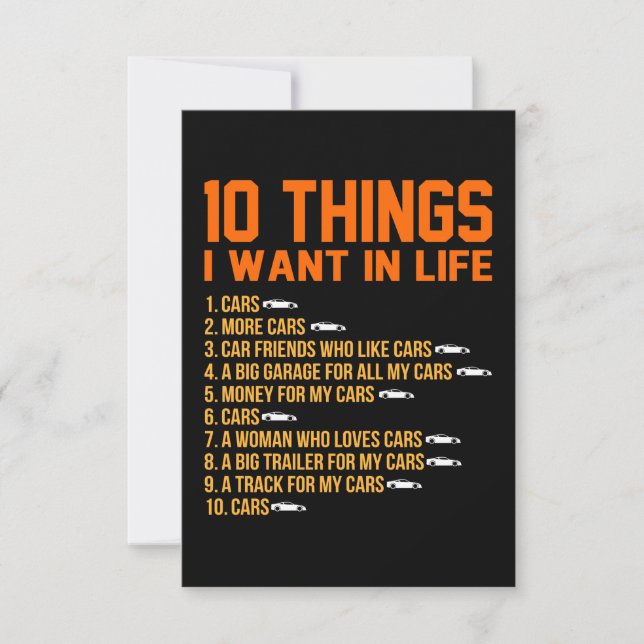 I Want Cars In Life Mechanic Auto Mechanics Work RSVP Card (Front)