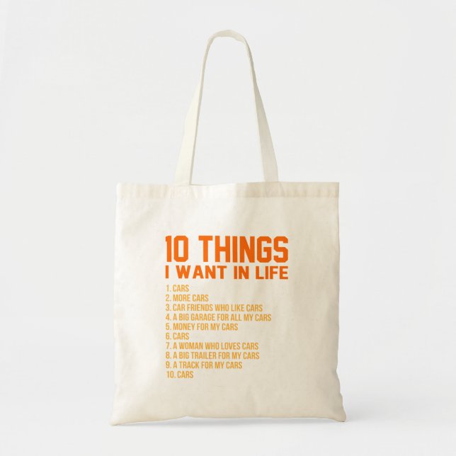 I Want Cars In Life Mechanic Auto Mechanics Work Tote Bag (Front)