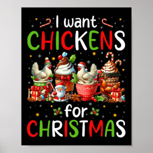 I Want Chickens For Christmas Coffee Cups Lover Fa Poster