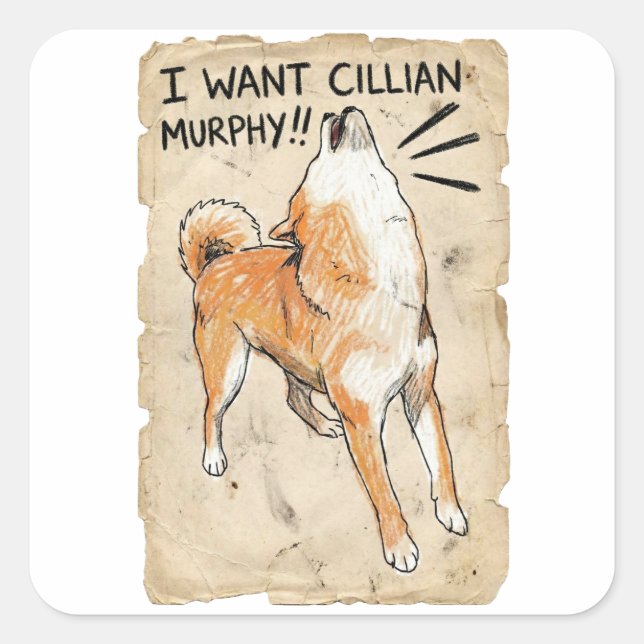 I Want Cillian Murphy – Fangirl Shiba Inu Square Sticker (Front)