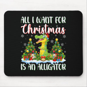 I Want For Christmas Is A Alligator Xmas Tree Ligh Mouse Mat