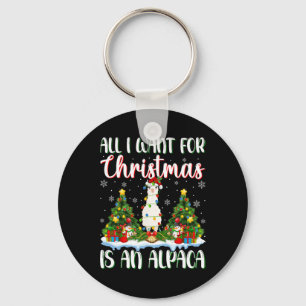 I Want For Christmas Is A Alpaca Xmas Tree Lights Key Ring