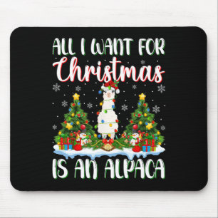 I Want For Christmas Is A Alpaca Xmas Tree Lights Mouse Mat