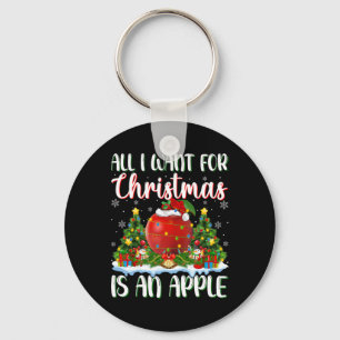 I Want For Christmas Is A Apple Xmas Tree Lights Key Ring