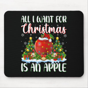 I Want For Christmas Is A Apple Xmas Tree Lights  Mouse Mat