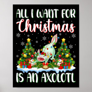 I Want For Christmas Is A Axolotl Xmas Tree Lights Poster