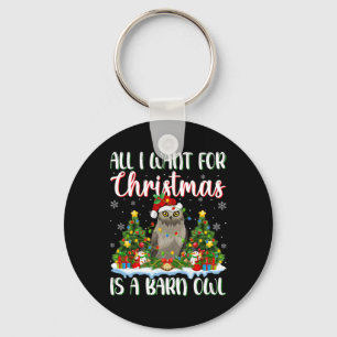 I Want For Christmas Is A Barn Owl Bird Xmas Tree Key Ring