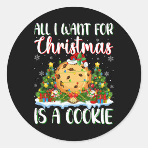 I Want For Christmas Is A Cookie Xmas Tree Lights  Classic Round Sticker