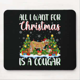 I Want For Christmas Is A Cougar Xmas Tree Lights Mouse Mat