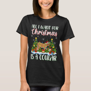 I Want For Christmas Is A Cougar Xmas Tree Lights T-Shirt