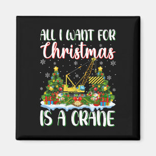 I Want For Christmas Is A Crane Xmas Tree Lights  Magnet