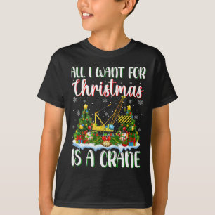 I Want For Christmas Is A Crane Xmas Tree Lights T-Shirt