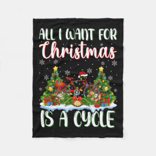 I Want For Christmas Is A Cycle Xmas Tree Lights  Fleece Blanket