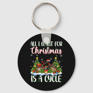 I Want For Christmas Is A Cycle Xmas Tree Lights  Key Ring
