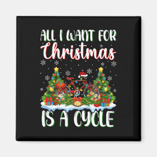 I Want For Christmas Is A Cycle Xmas Tree Lights  Magnet