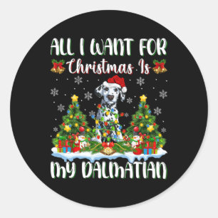I Want For Christmas Is A Dalmatian Dog Xmas Tree Classic Round Sticker