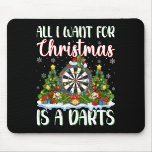 I Want For Christmas Is A Darts Xmas Tree Lights Mouse Mat