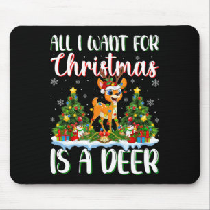 I Want For Christmas Is A Deer Xmas Tree Lights Mouse Mat