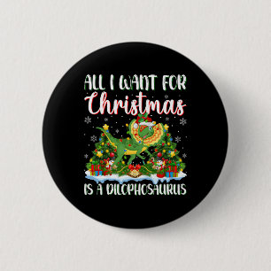 I Want For Christmas Is A Dilophosaurus Xmas Tree 6 Cm Round Badge
