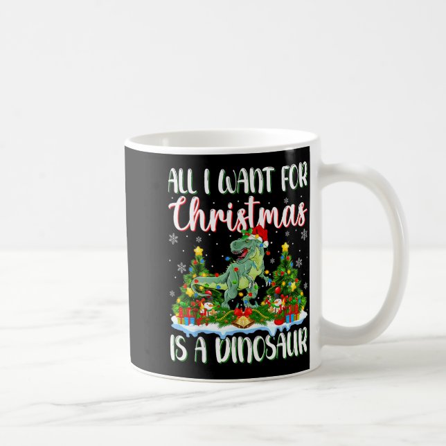 I Want For Christmas Is A Dinosaur Xmas Tree Light Coffee Mug (Right)