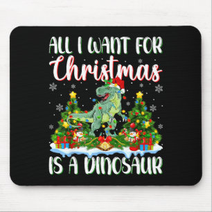 I Want For Christmas Is A Dinosaur Xmas Tree Light Mouse Mat