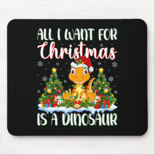 I Want For Christmas Is A Dinosaur Xmas Tree Light Mouse Mat
