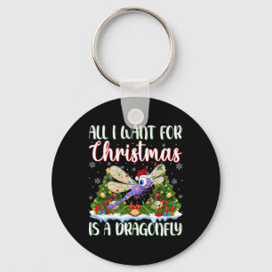 I Want For Christmas Is A Dragonfly Xmas Tree Ligh Key Ring