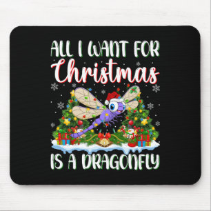 I Want For Christmas Is A Dragonfly Xmas Tree Ligh Mouse Mat